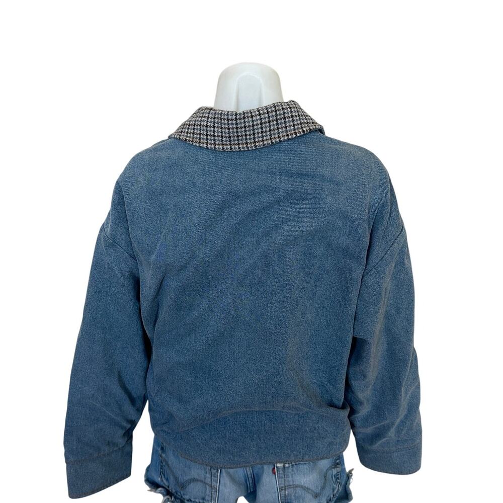Sandro Denim Jacket SIZE 8 Oversized Barn Chore Coat Jean Tweed Designer $725 - Picture 9 of 12